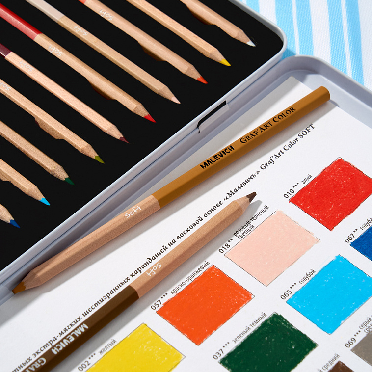 Набор карандашей цветные Малевичъ "GrafArt Soft", 15 цветов 606x758