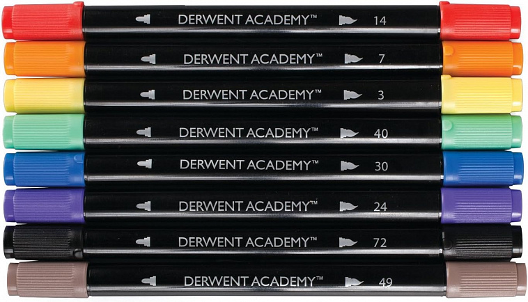 Набор фломастеров Derwent "Academy" 8 шт, кистеобразный наконечник