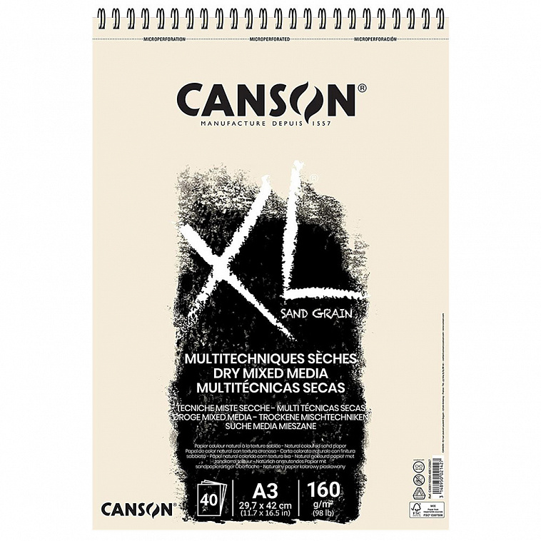 Альбом для графики на спирали Canson "XL SAND GRAIN NATURAL"  29,7х42 см 40 л 160 г