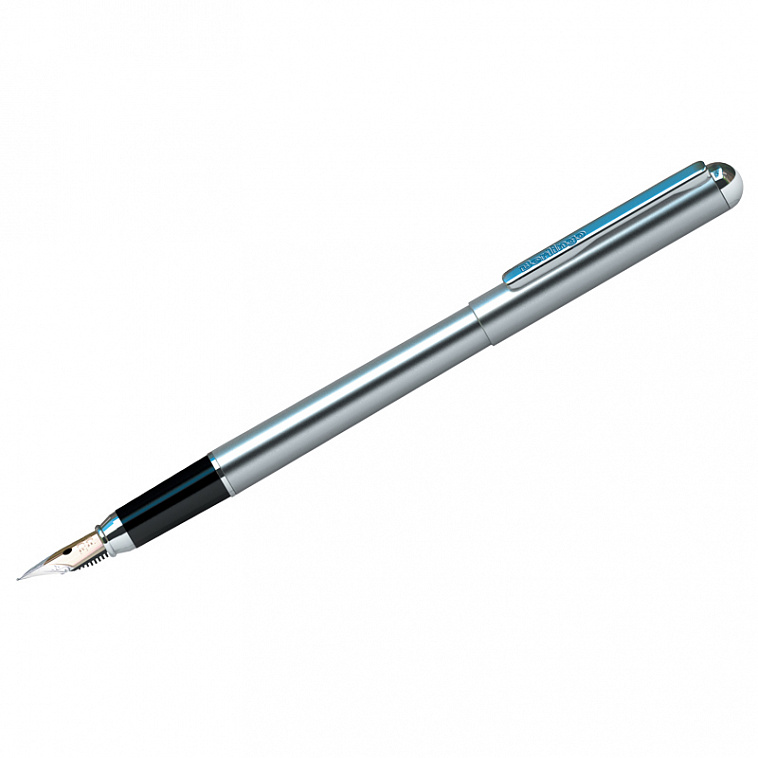 Ручка перьевая Berlingo "Silver Prestige" 0,8 мм, синяя, корпус хром