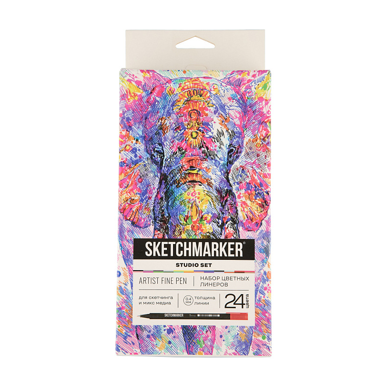Набор цветных линеров Sketchmarker "Artist Fine Pen" 24 Studio цвета в картонной упаковке 606x758