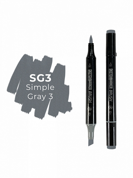 Маркер двухсторонний на спиртовой основе Sketchmarker Brush Цвет Простой серый 3 606x758
