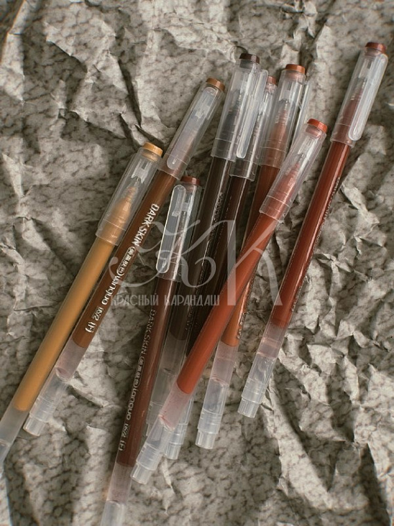 Набор ручек гелевых Languo, 0,6 мм, 9 цветов, телесные темные цвета 606x758