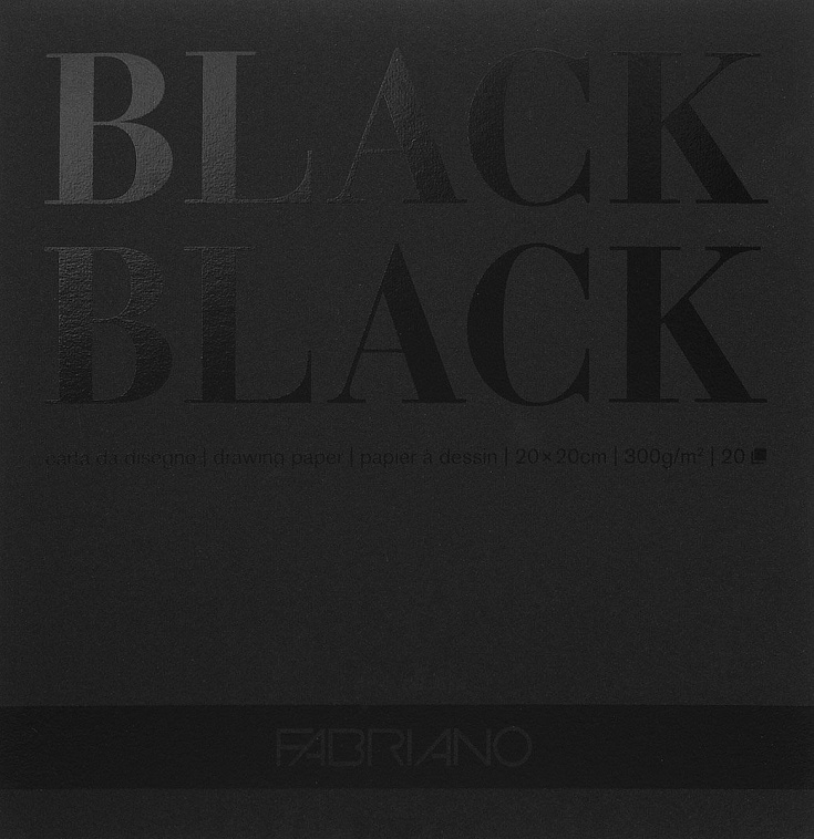 Альбом-склейка для набросков Fabriano "BlackBlack" 20х20 см 20 л 300 г 606x758
