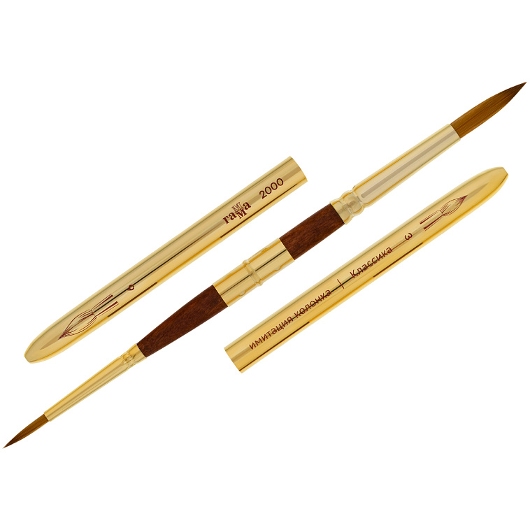 Кисть синтетика имитация колонка двухсторонняя, круглая №3, круглая  №6 "Классика" складная ручка 606x758