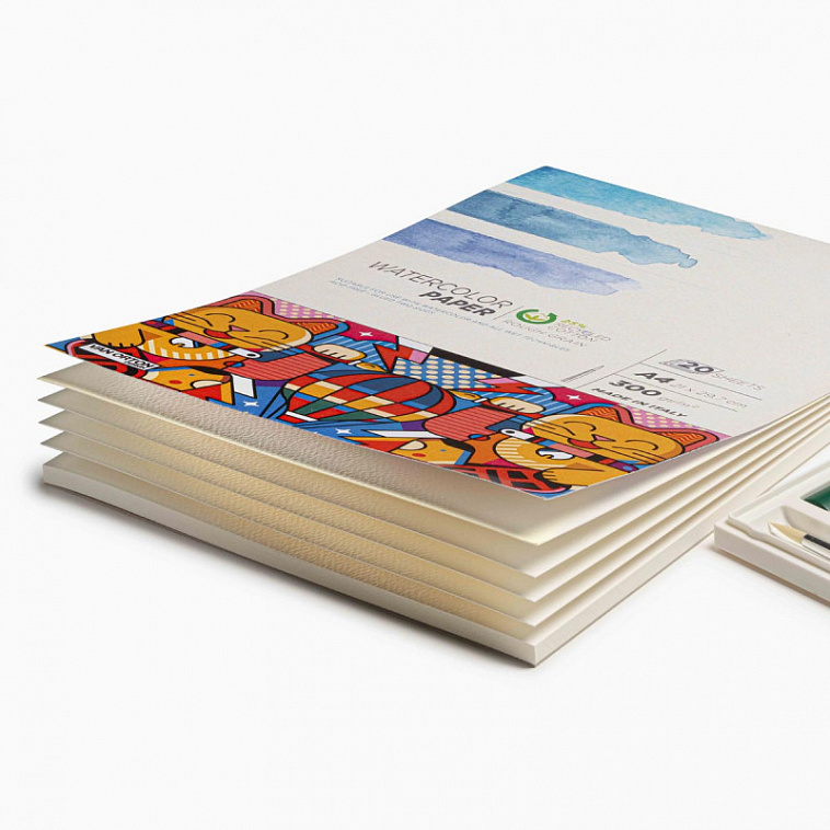 Альбом для рисования акварелью "Carioca Plus" A4 20 л 300 г, 25% хлопка, крупное зерно