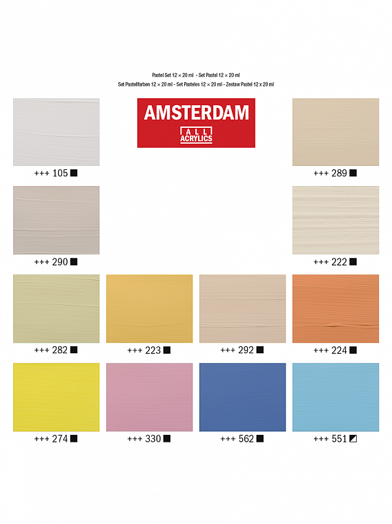 Набор акрила Talens "Amsterdam" 12 цв*20 мл, пастельные оттенки 606x758