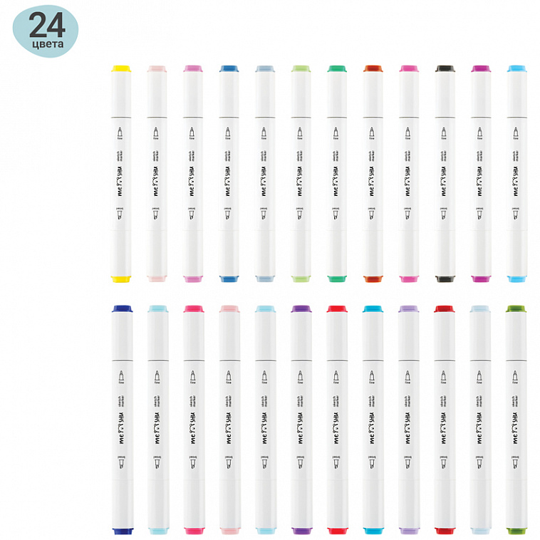 Набор маркеров для скетчинга MESHU 24 цв, основные цвета