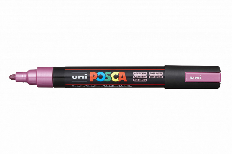 Маркер UNI "POSCA" PC-5M, 1,8-2,5 мм, наконечник пулевидный, цвет розовый металлик 606x758