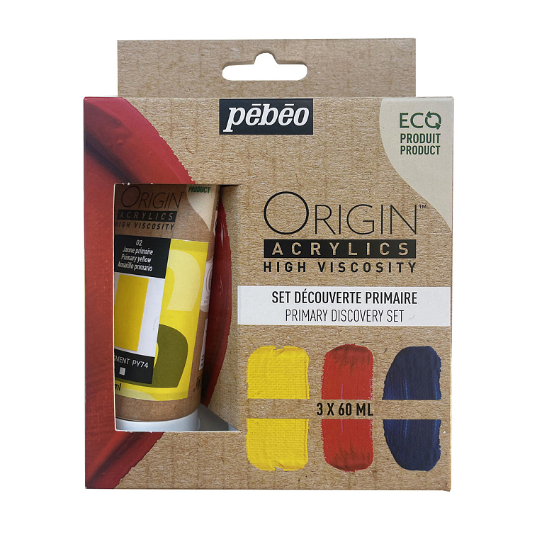 Набор акрила Pebeo "ORIGIN" Primary Discovery Set, матовый, 3 цв. х 60 мл 606x758