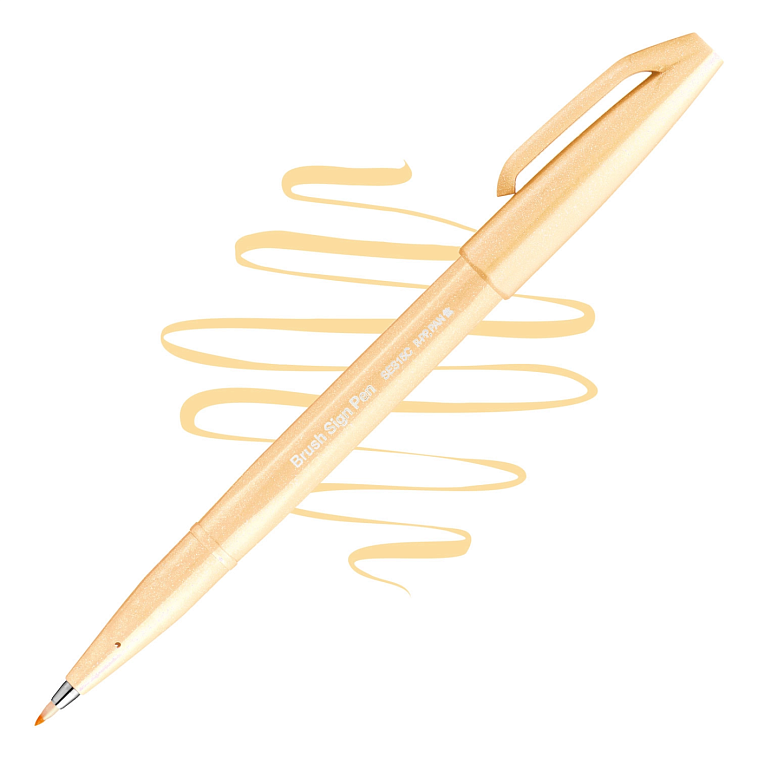 Фломастер-кисть Pentel "Brush Sign Pen" кисть 2,0 мм, бледно-оранжевый 606x758