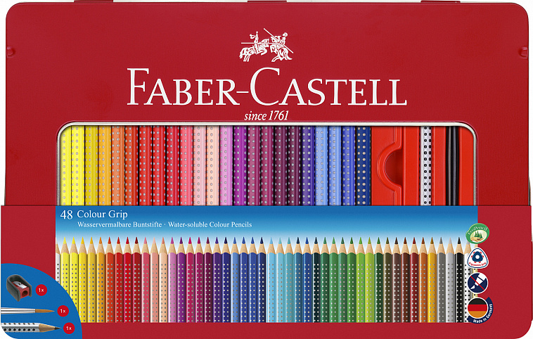 Набор карандашей цветных, подарочной Faber-castell "Grip 2001" 48 шт в металлической коробке