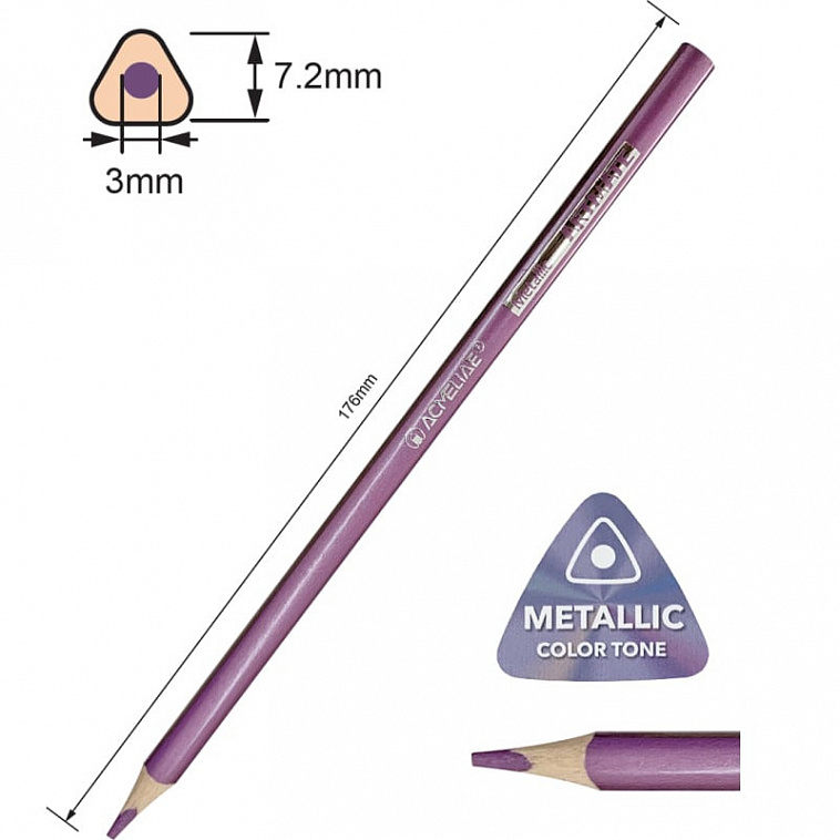 Наборкарандашей цветных  металлик ACMELIAE "Metallic Artmate" 12 цв, в картонном футляре 606x758