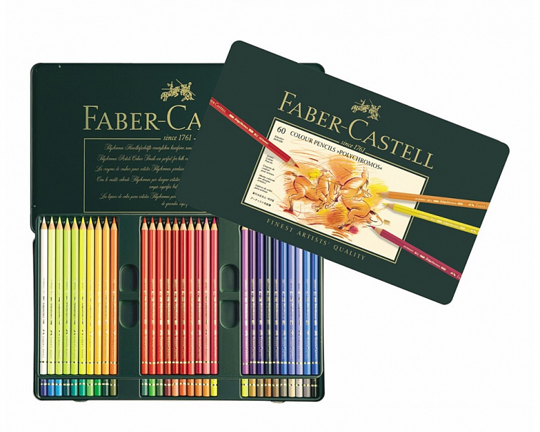 Набор карандашей цветных Faber-castell "Polychromos" 60 шт проф-ные в металле  