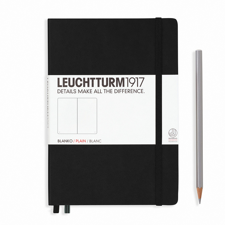 Книга для записей нелинованная Leuchtturm1917 "MEDIUM" А5 249 л черный