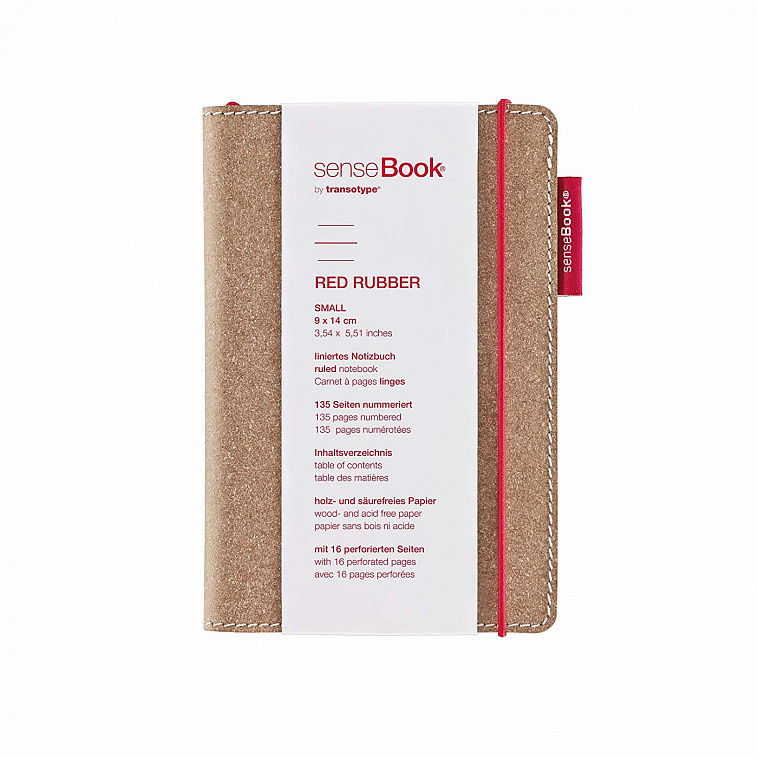 Блокнот в линейку SenseBook "Red Rubber" S 9x14 см на резинке, обл. композиционная кожа