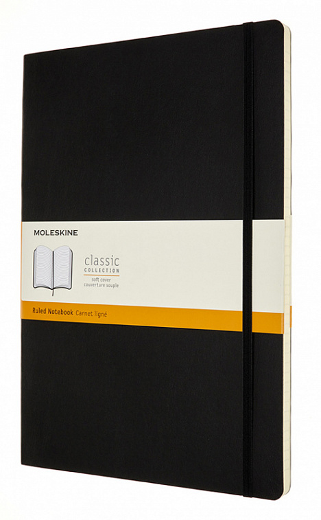 Записная книжка в линейку Moleskine "Classic Soft" 21х30 см 192 стр., обложка мягкая черная
