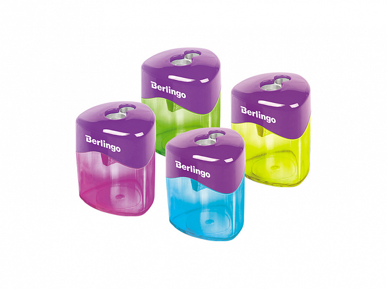Точилка пластиковая Berlingo "DoubleColor" 2 отверстия, контейнер, цвет ассорти