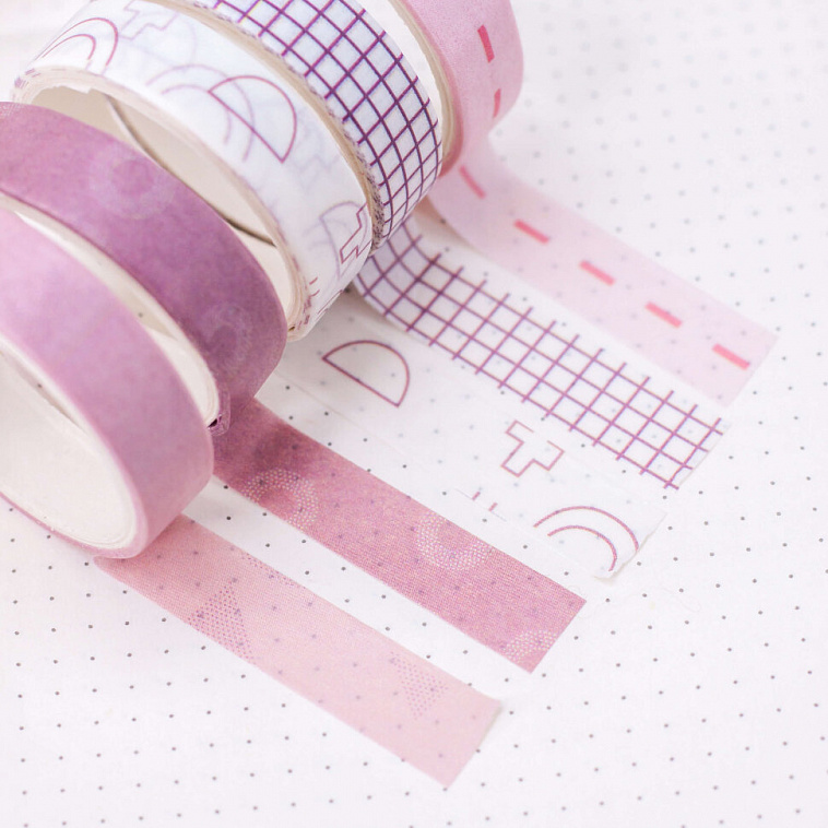 Набор клейкой ленты "Patterns", pink series, mix