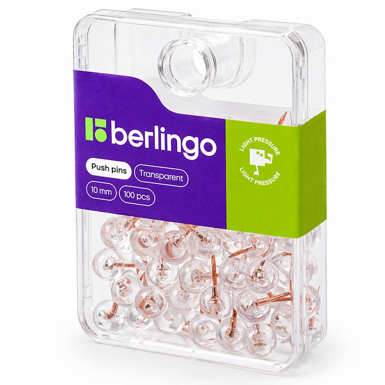 Кнопки силовые Berlingo, 100 шт., пластиковый бокс, круглые, прозрачные, розовое золото 606x758