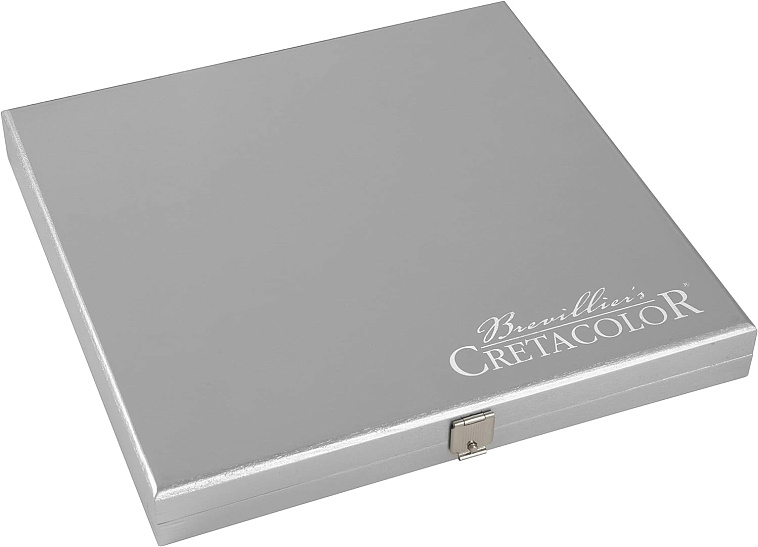 Набор художественный Cretacolor "SILVER  BOX" в деревянной коробке окрашенной в серебряный цвет 606x758