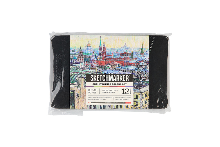 Набор карандашей цветные Sketchmarker "Архитектура" 12 цветов, жестяной пенал 606x758