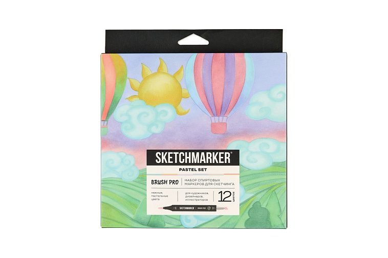Набор маркеров Sketchmarker "Brush Pro Pastel Set" 12 цветов в картонной упаковке 606x758