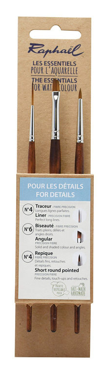 Набор кистей синтетика иммитация соболь Sennelier"Precision" лайнер №4, наклонная №6, круглая №4, дл 606x758