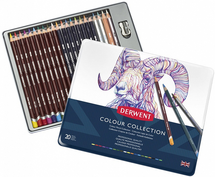 Набор для рисования Derwent "Color Collection" 24 пр (цв. карандаши, граф.карандаши) в метал кор 