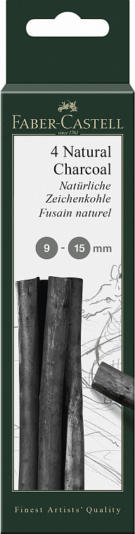 Набор угля натурального Faber-castell "Pitt Monochrome" 4 шт 9-15 мм в картонной коробке 606x758