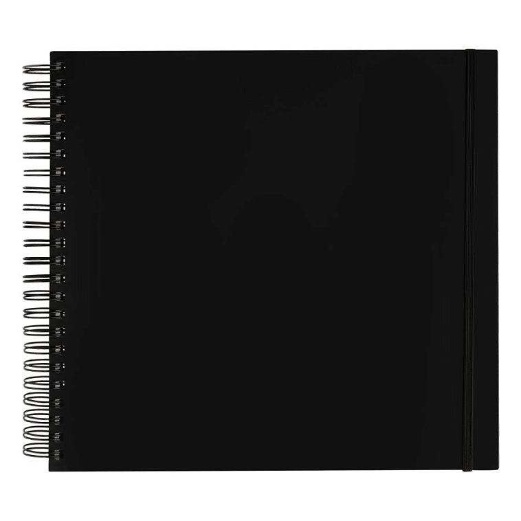 Скетчбук на спирали Гамма "Студия" 30х30 см 100 л 110 г, черный, твердая обложка, на резинке, бела 606x758