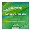Альбом-склейка для акварели Sketchmarker 26х26 см 10 л 300 г, хлопок, крупнозернистая