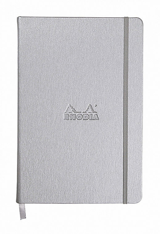 Записная книжка в линейку Rhodia Портрет А5 96 л 90 г, обложка: иск. кожа, серебро 