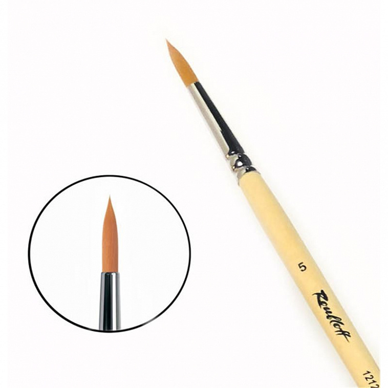 Кисть синтетика №5 круглая Roubloff "1212" длинная ручка п/лак 606x758