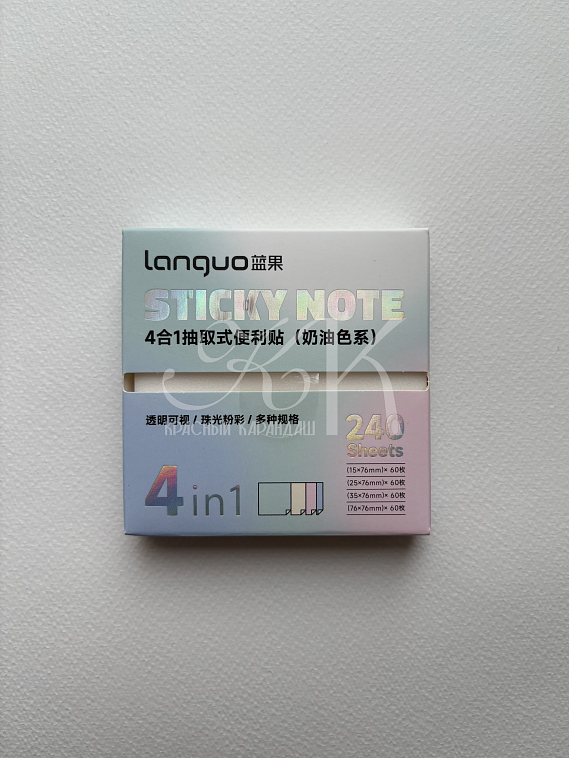 Закладки самоклеящиеся Languo, 15*76 мм, 25*76 мм, 35*76 мм, 76*76 мм по 60 л, 1 606x758