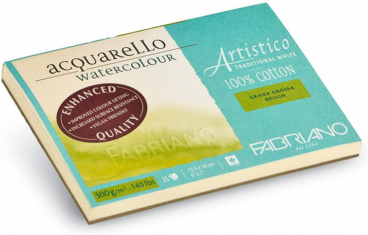 Альбом-склейка для акварели Fabriano "Artistico Traditional White" Торшон 12x18 см 25л 300 г 606x758