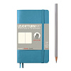 Записная книжка нелинованная Leuchtturm Pocket A6 123 стр.,  мягкая обложка нордический синий