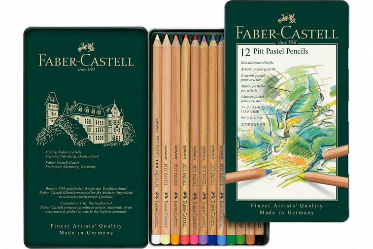 Набор карандашей пастельных Faber-castell "Pitt" 12 цв в металле 
