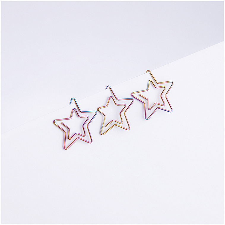 Скрепки фигурные Meshu "Stars" 25 мм, 6шт., пакет с европодвесом 606x758