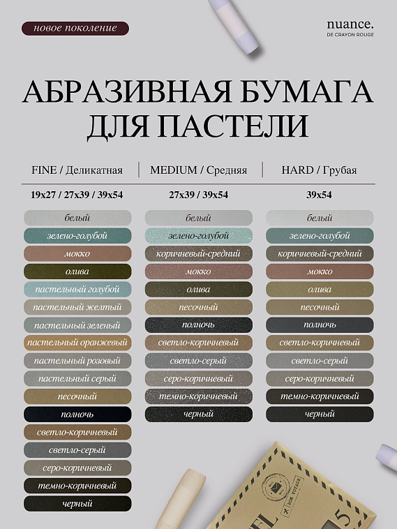 Набор абразивной бумаги для пастели nuance., HARD, 5 шт, 500 грит, 27х39 см, Коричневый средний 606x758