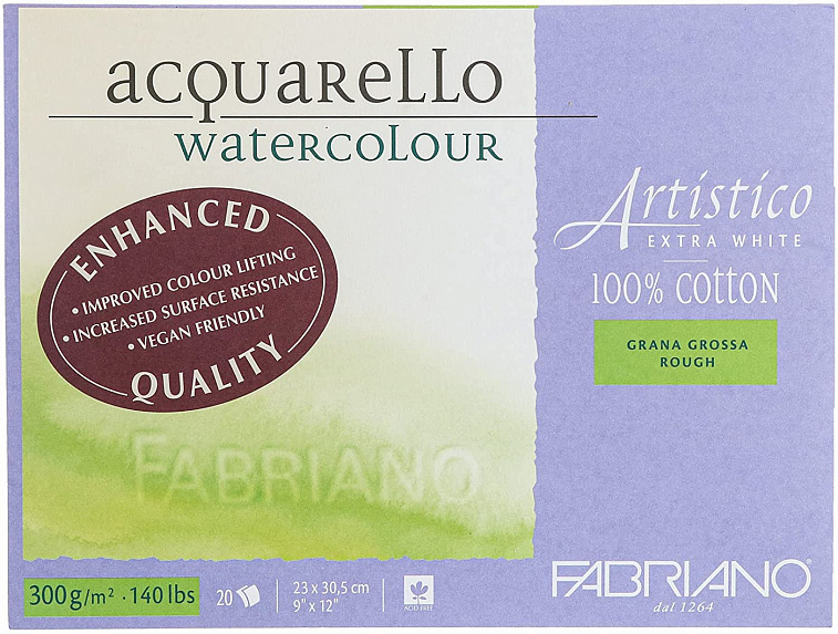 Альбом-склейка для акварели Fabriano "Artistico Extra White" Торшон 23x30 см 20 л 300 г 606x758