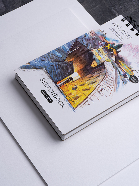Скетчбук для графики на пружине "Анна Эгида + Малевичъ" GrafArt white А5 50 л 160 г 606x758