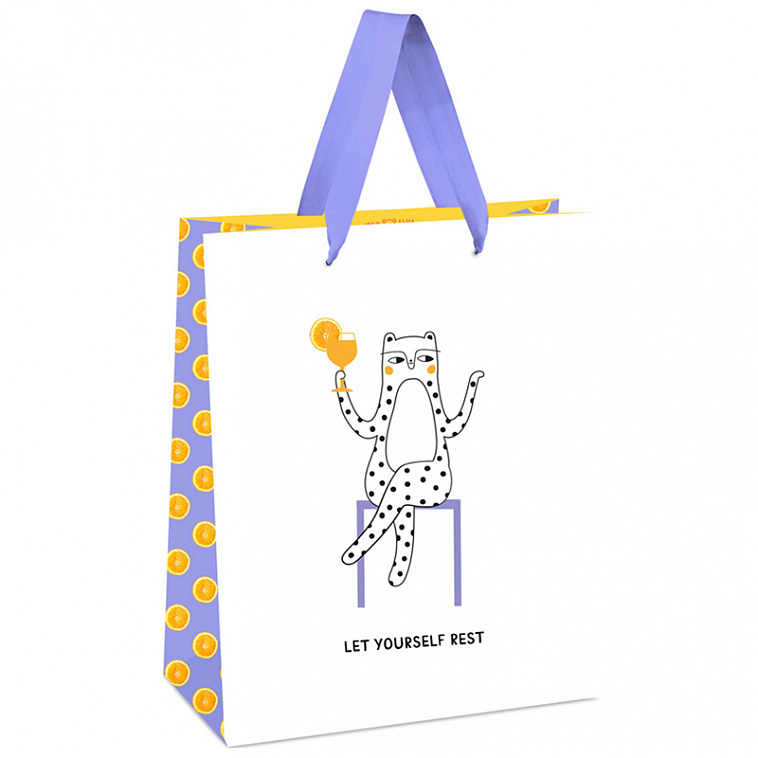 Пакет подарочный  MESHU "Lets yourself rest" 18*23*10 см, белый крафт 606x758