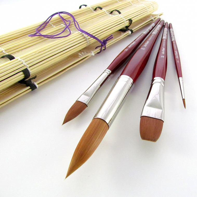 Набор кистей Синтетика Da Vinci "CosmoTop" 4 шт круглая и плоская на бамбуковой подложке