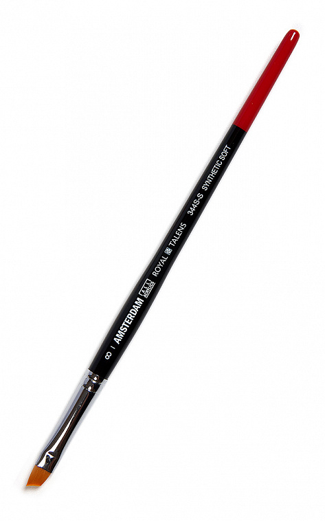 Кисть синтетика мягкая скошенная укороченная Talens "Amsterdam 344S" короткая ручка
