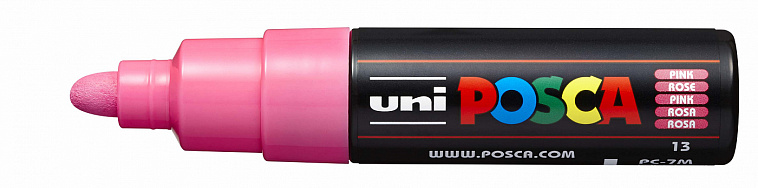 Маркер UNI "POSCA" PC-7M, 4,5-5,5 мм, наконечник пулевидный, цвет розовый 606x758