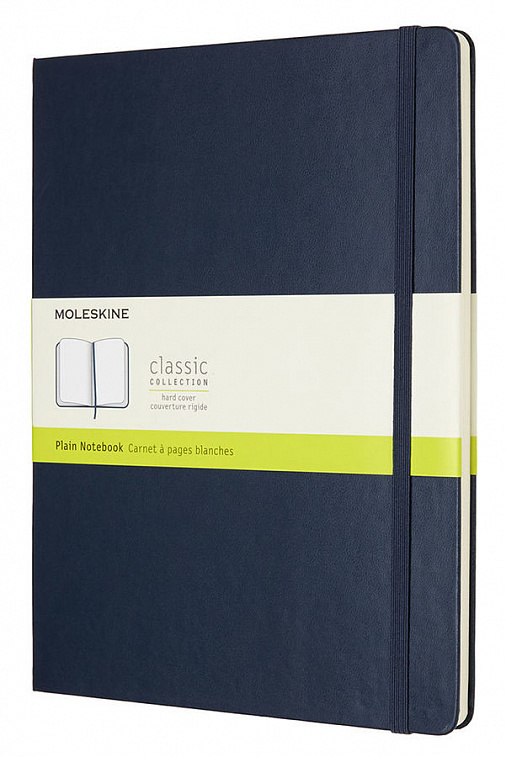 Записная книжка нелинованная Moleskine "Classic" XLarge 190х250 мм 192 стр, обложка темно синяя