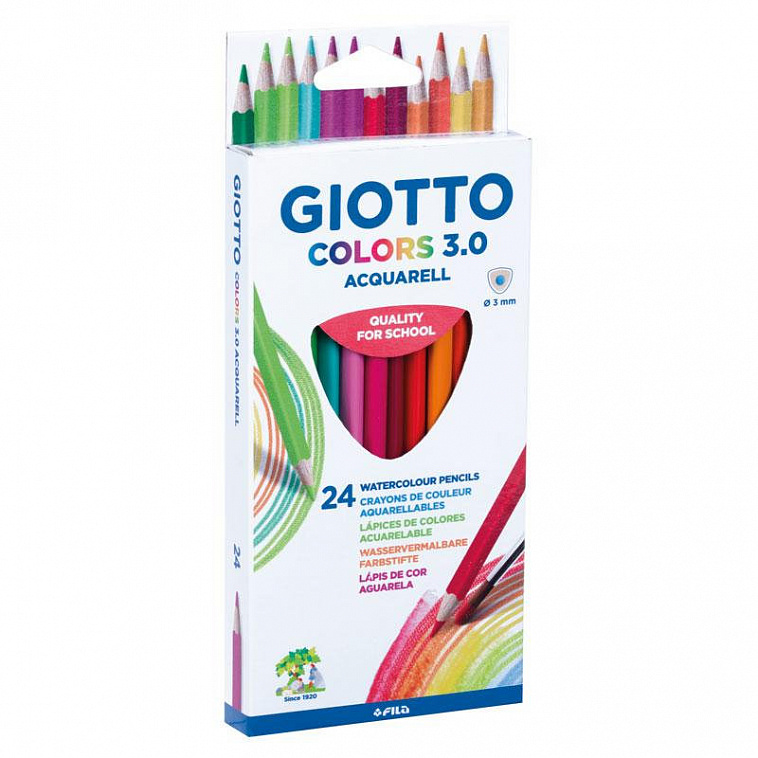 Набор карандашей акварельных Fila Giotto "COLORS" 24 цв, треугольной формы 