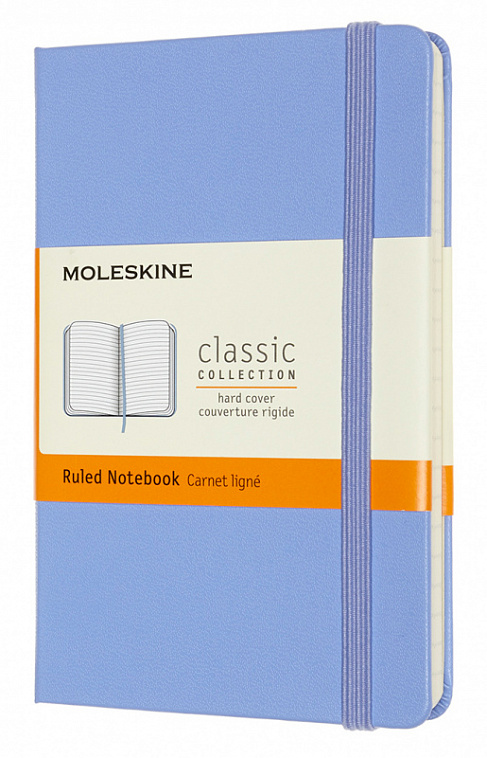 Записная книжка в линейку Moleskine "Classic" Pocket 9x14 см 192 стр., обложка голубая гортензия 606x758