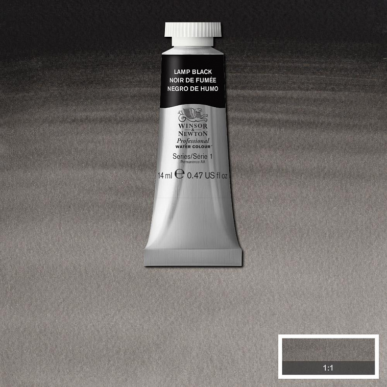 Акварель Winsor&Newton "Professional" в тюбике 14 мл Ламповый черный 606x758